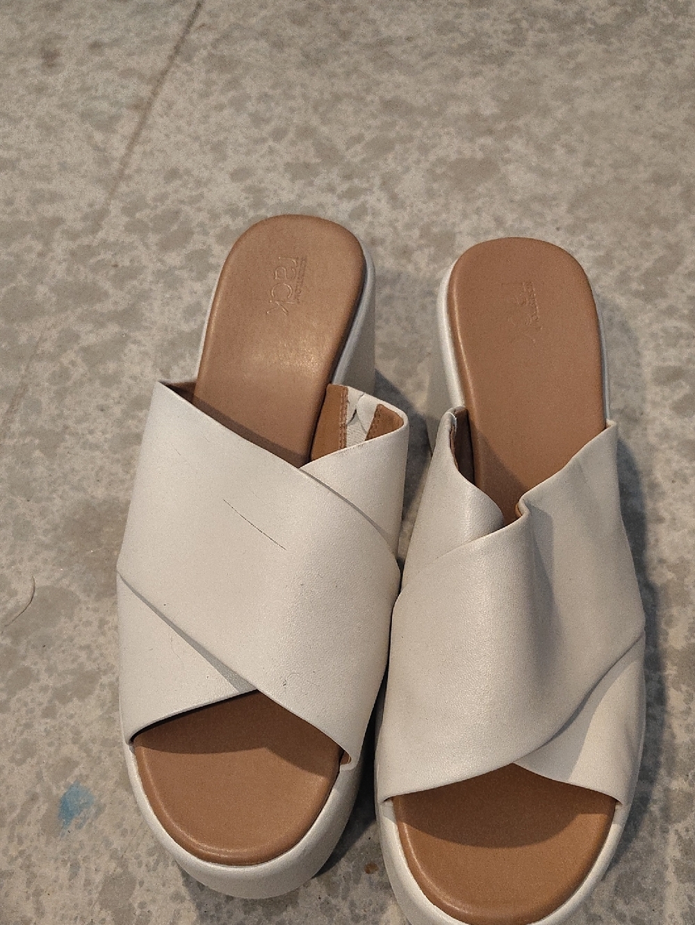 Women's White Slip-On Crisscross Wedge Sandals NEW